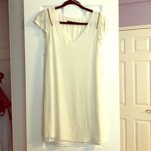 Zara cream ruffle sleeve dress